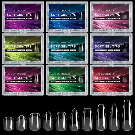 SOFT GEL TIPS 240 PCS | LONG COFFIN - Purple Beauty Supplies