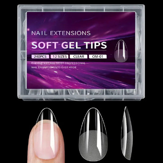 SOFT GEL TIPS 240 PCS | MEDIUM ALMOND - Purple Beauty Supplies