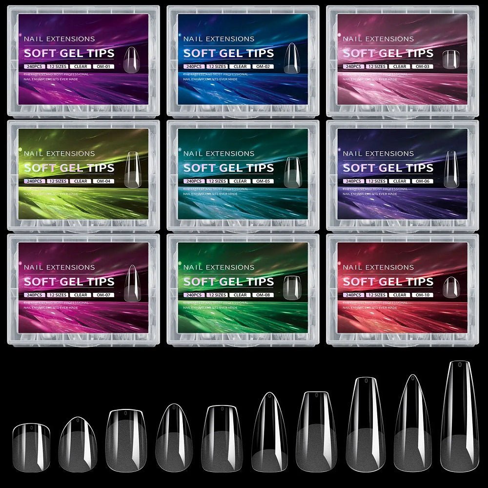 SOFT GEL TIPS 240 PCS | MEDIUM STILETTO - Purple Beauty Supplies