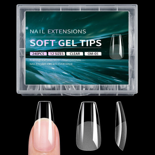 SOFT GEL TIPS 240 PCS | SHORT COFFIN - Purple Beauty Supplies