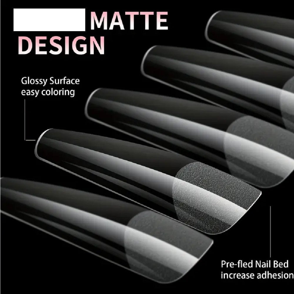 SOFT GEL TIPS 240 PCS | SHORT COFFIN - Purple Beauty Supplies