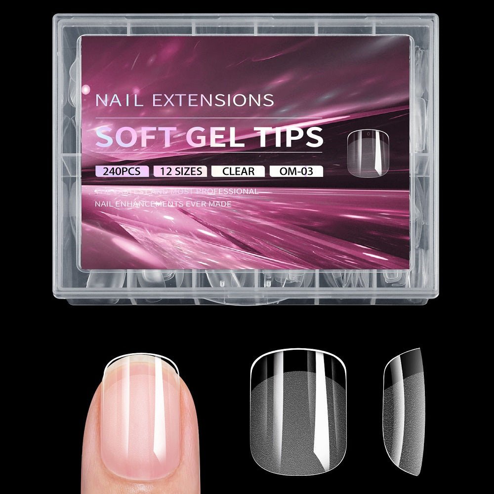 SOFT GEL TIPS 240 PCS | SHORT SQUARE - Purple Beauty Supplies