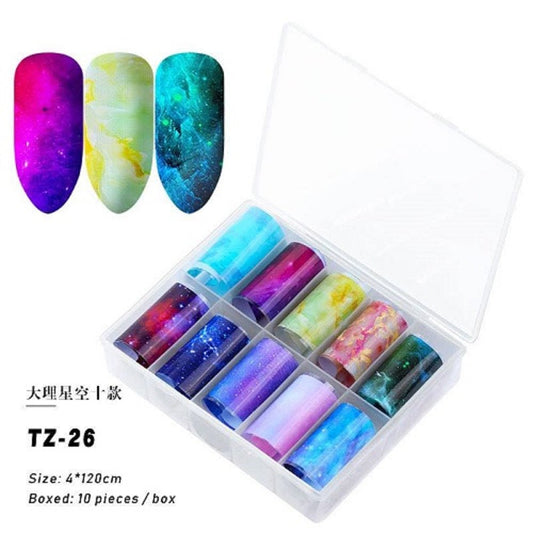 TRANSFER FOIL SET 10 PC TZ-26 - Purple Beauty Supplies