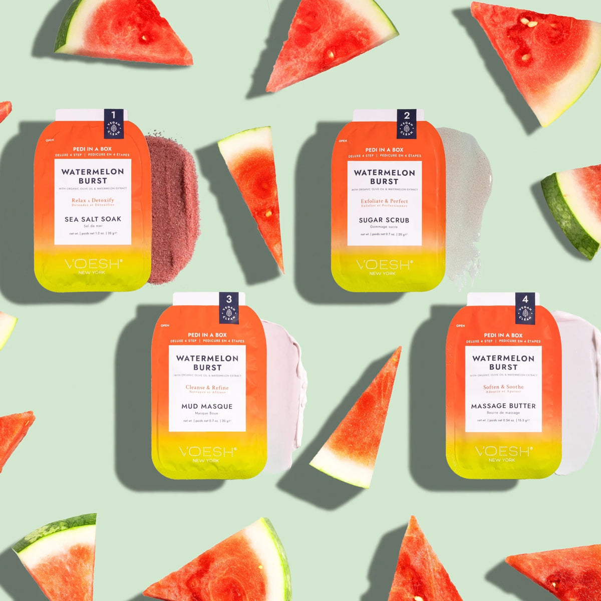 VOESH PEDI IN A BOX DELUXE 4 STEP - WATERMELON BURST - LIMITED EDITION - Purple Beauty Supplies