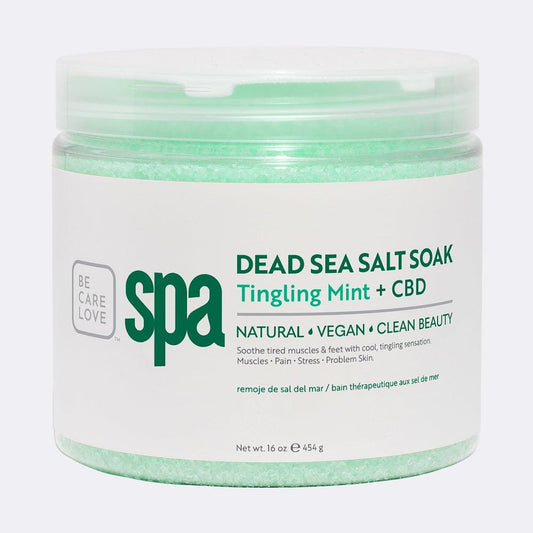 BCL SPA TINGLING MINT + CBD DEAD SEA SALT SOAK 16 OZ/454 G - Purple Beauty Supplies