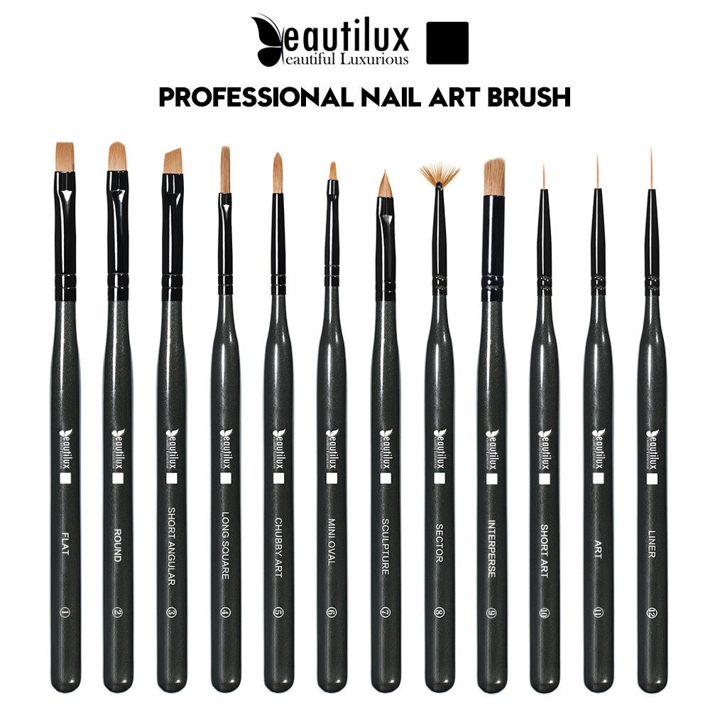 BEAUTILUX NAIL ART BRUSH SET 12PC - Purple Beauty Supplies
