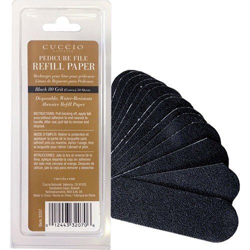 CUCCIO PEDICURE FOOT FILE REFILL PADS BLACK 80 GRIT 50 PK - Purple Beauty Supplies