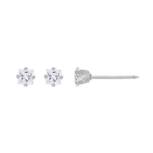 INVERNESS EARRINGS- SS 3MM SQUARE CZ - Purple Beauty Supplies