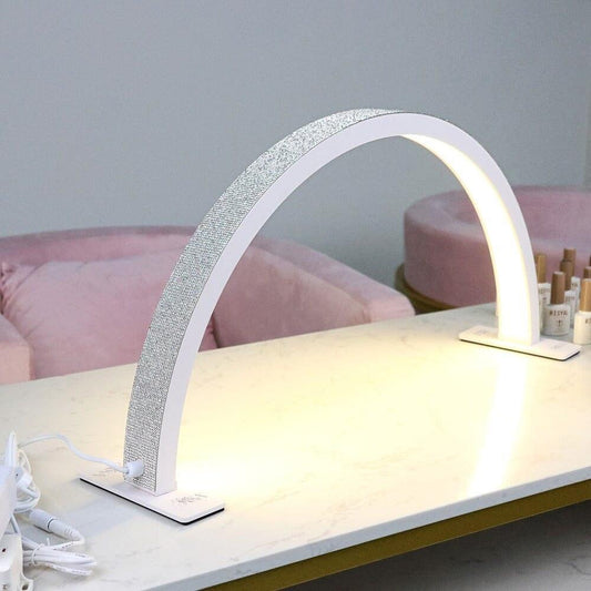 LED ARC LAMP W/ CRYSTALS- WHITE - Purple Beauty Supplies