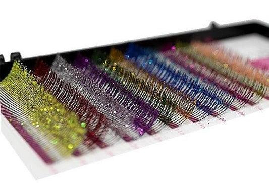 LILY ANNE RAINBOW GLITTER D-CURL .15 MIXED TRAY - Purple Beauty Supplies