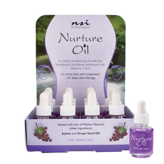 NSI NURTURE OIL 1/4 OZ 12 PC RETAIL DISPLAY - Purple Beauty Supplies