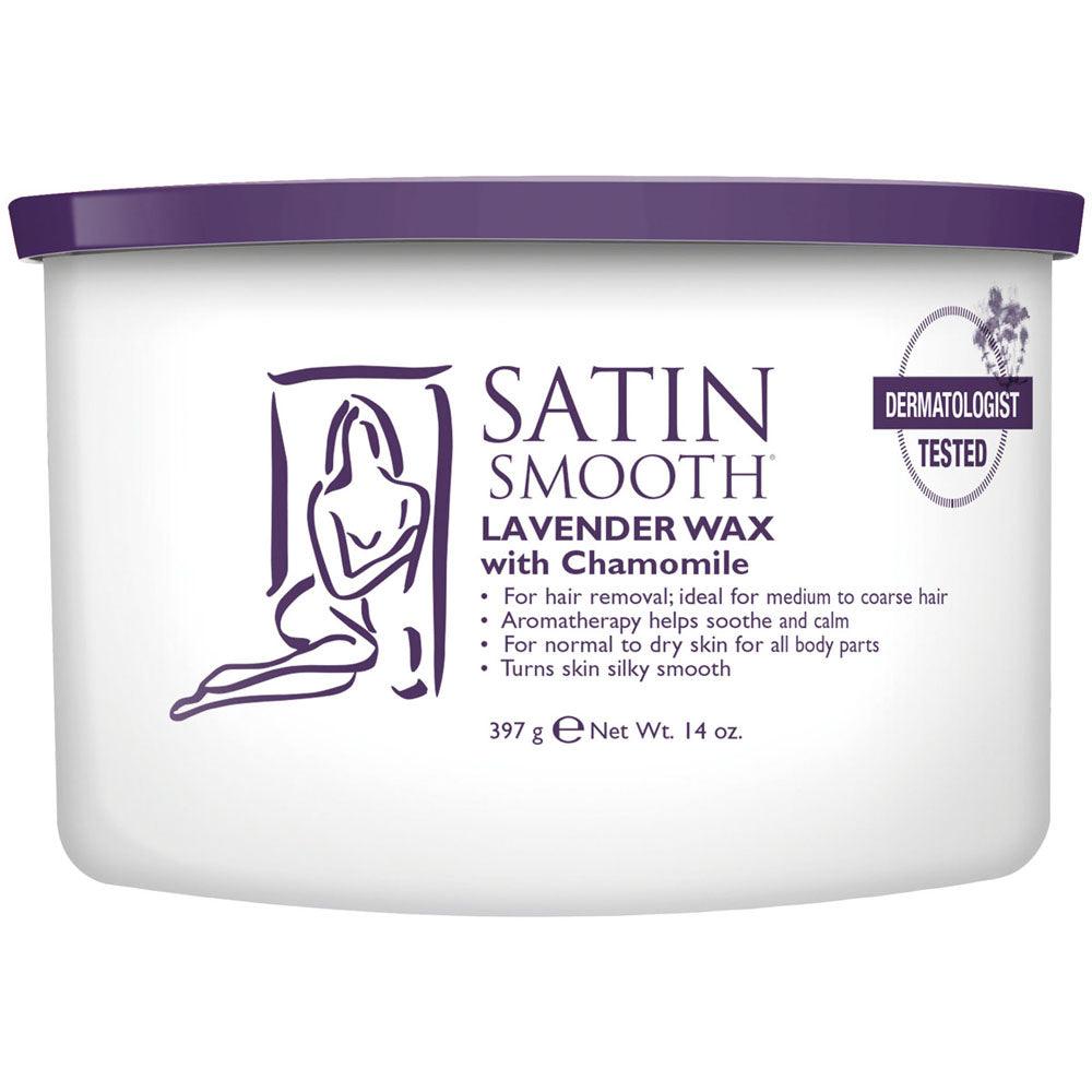 SATIN SMOOTH WAX LAVENDER CHAMOMILE 14 OZ/397 G - Purple Beauty Supplies