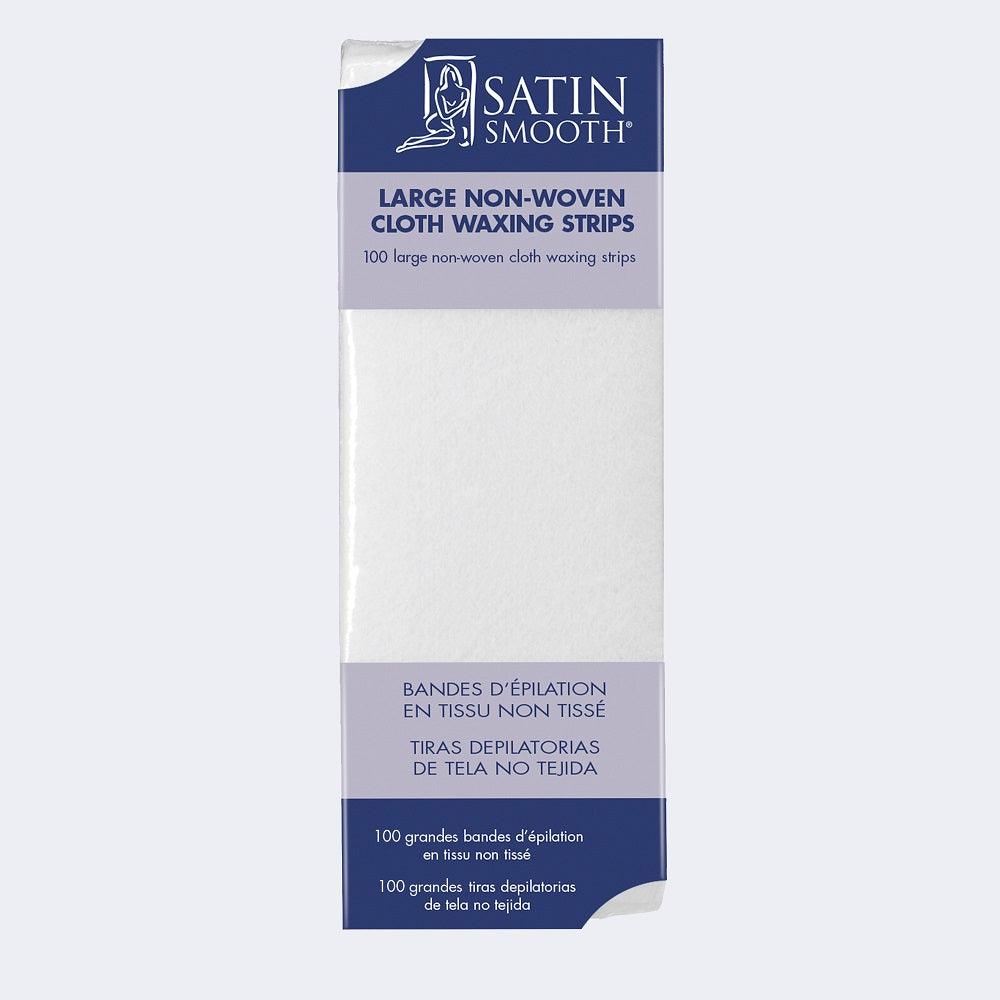 SATIN SMOOTH WAX STRIPS NON-WOVEN LARGE 100 CT 3" x 9" - Purple Beauty Supplies
