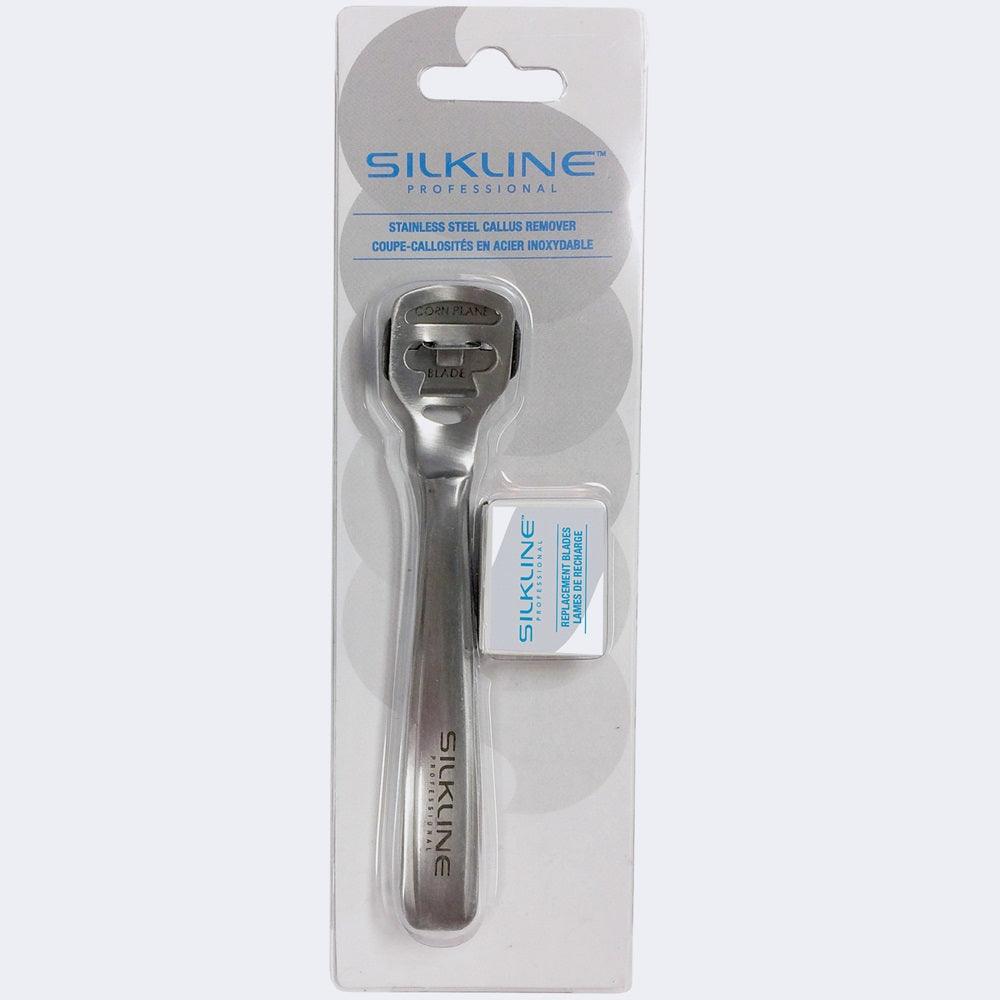 SILKLINE CALLUS REMOVER STAINLESS STEEL WITH 10 BLADES - Purple Beauty Supplies