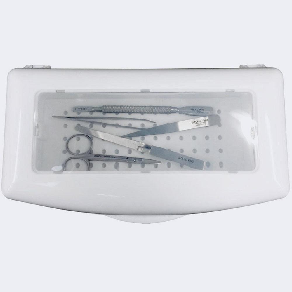 SILKLINE PLASTIC DISINFECTANT TRAY W/ WINDOW IN LID - Purple Beauty Supplies
