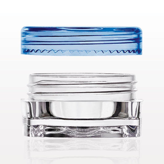 SQUARE JAR WITH ROUND CAP BLUE 0.1 OZ/ 3 ML - Purple Beauty Supplies