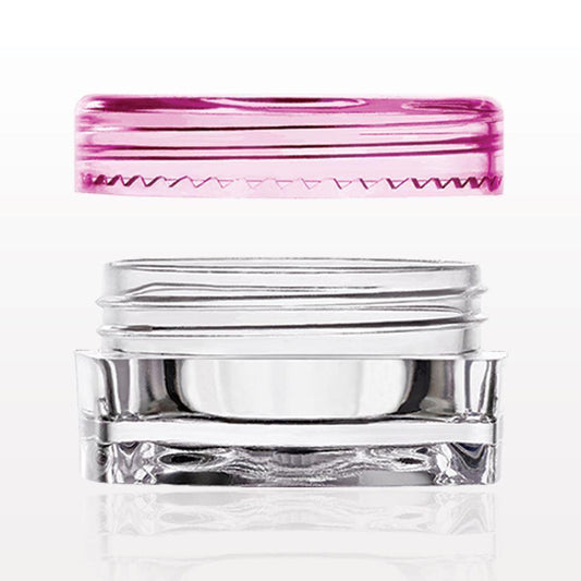 SQUARE JAR WITH ROUND CAP PINK 0.1 OZ/ 3 ML - Purple Beauty Supplies