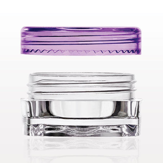 SQUARE JAR WITH ROUND CAP PURPLE 0.1 OZ/ 3 ML - Purple Beauty Supplies