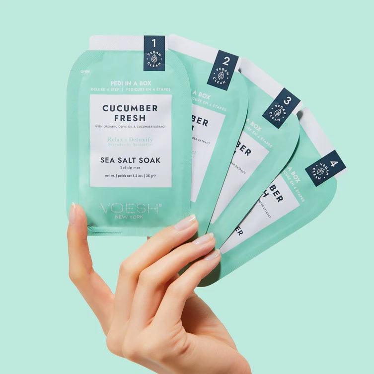 VOESH PEDI IN A BOX DELUXE 4 STEP - CUCUMBER FRESH - Purple Beauty Supplies