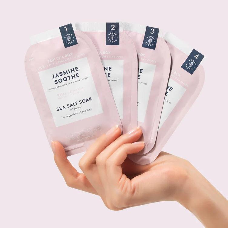 VOESH PEDI IN A BOX DELUXE 4 STEP - JASMINE SOOTHE - Purple Beauty Supplies