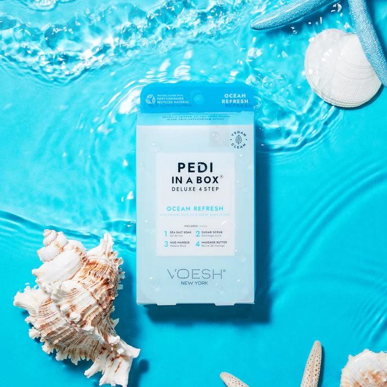 VOESH PEDI IN A BOX DELUXE 4 STEP - OCEAN REFRESH - Purple Beauty Supplies