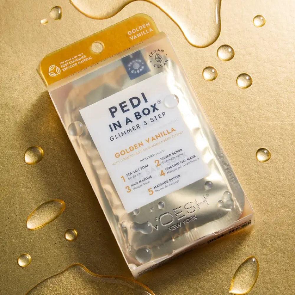 VOESH PEDI IN A BOX GLIMMER 5 STEP - GOLDEN VANILLA - Purple Beauty Supplies