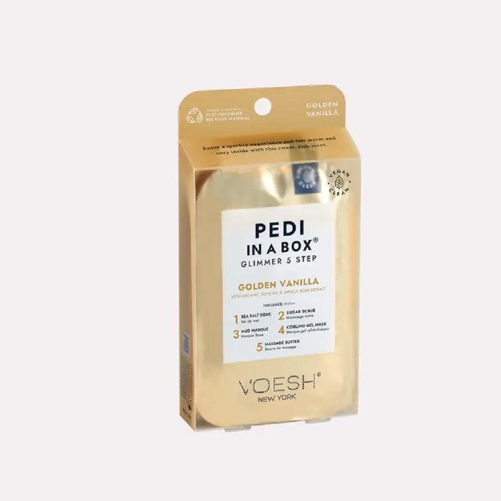 VOESH PEDI IN A BOX GLIMMER 5 STEP - GOLDEN VANILLA - Purple Beauty Supplies