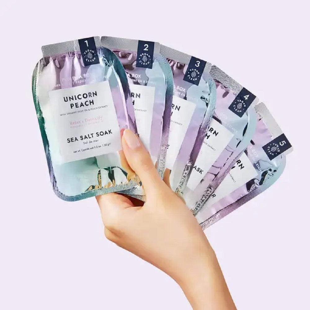 VOESH PEDI IN A BOX GLIMMER 5 STEP - UNICORN PEACH - Purple Beauty Supplies